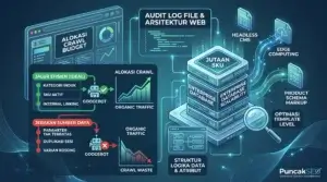 Grafik Audit SEO Enterprise Menampilkan Optimasi Crawl Budget dan Skalabilitas Database untuk Situs Jutaan SKU