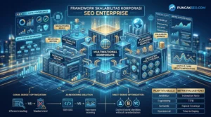 Framework tata kelola jasa SEO enterprise untuk skalabilitas korporasi, optimasi crawl budget, dan arsitektur jutaan URL oleh Puncakseo.