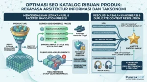 Infografis SEO Katalog Besar: Arsitektur Informasi, Navigasi Faset, dan Resolusi Konten Duplikat