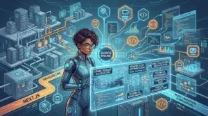Ilustrasi tata kelola technical governance dan optimasi crawl budget pada arsitektur web multi-platform enterprise